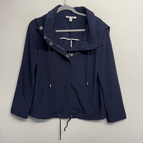 St. John Weather / Rain Jacket Size Small S Navy Blue Preppy Hooded - Picture 1 of 8